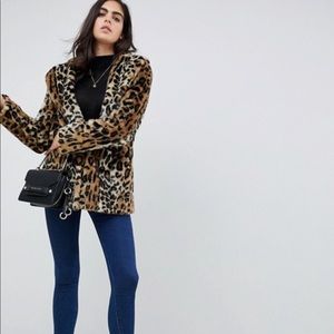 ASOS DESIGN Tall Animal Faux Fur Coat, Size 0